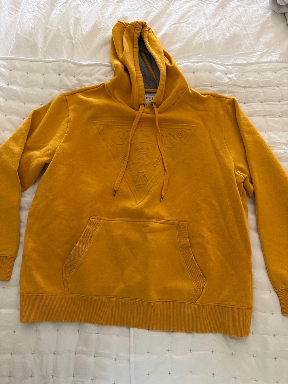 Guess Men's Hooded Sweatshirt in Mustard